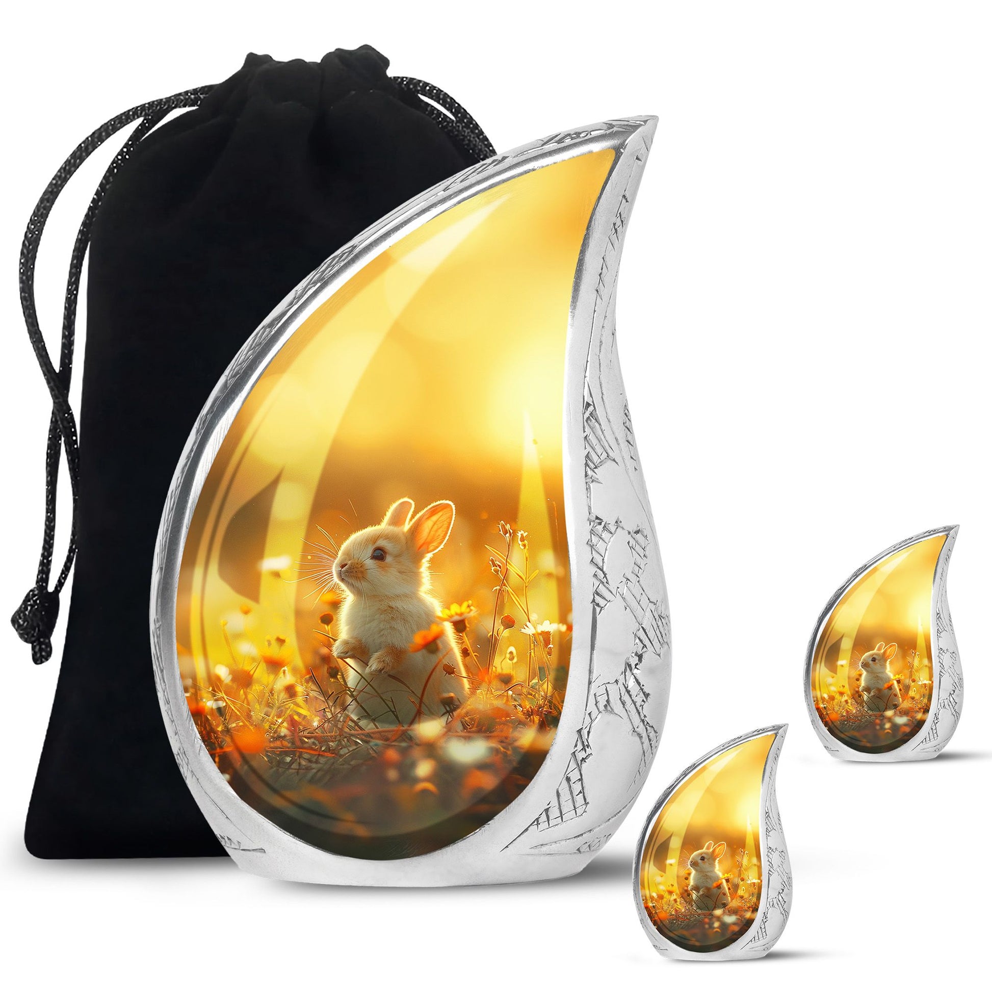 Sunset Baby Bunny Rabbit Urn - Beautiful Memorial For Pets Ashes