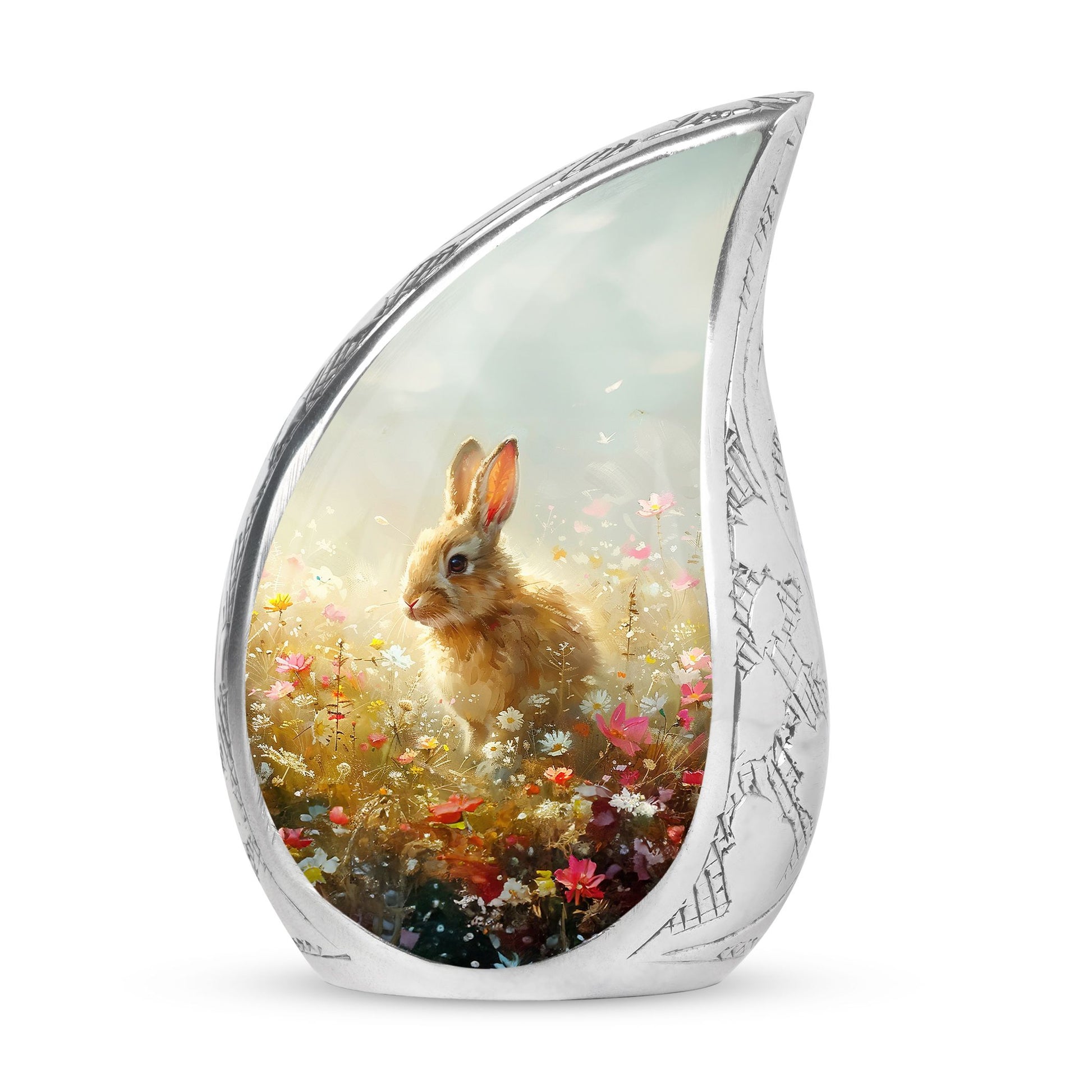 Baby Bunny Rabbit Urn – Beautiful Floral Design Memorial for Pet Remains