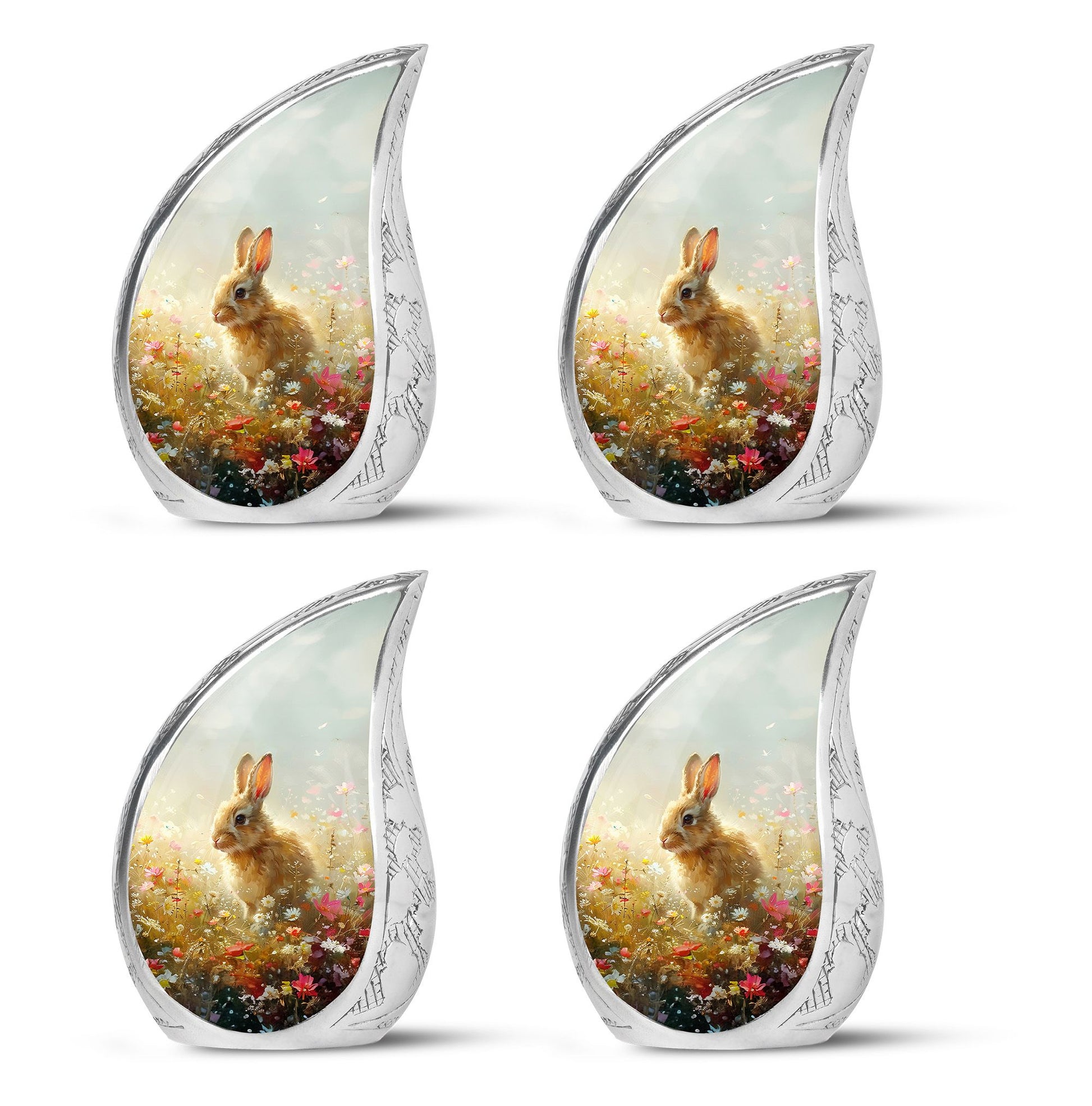 Baby Bunny Rabbit Urn – Beautiful Floral Design Memorial for Pet Remains