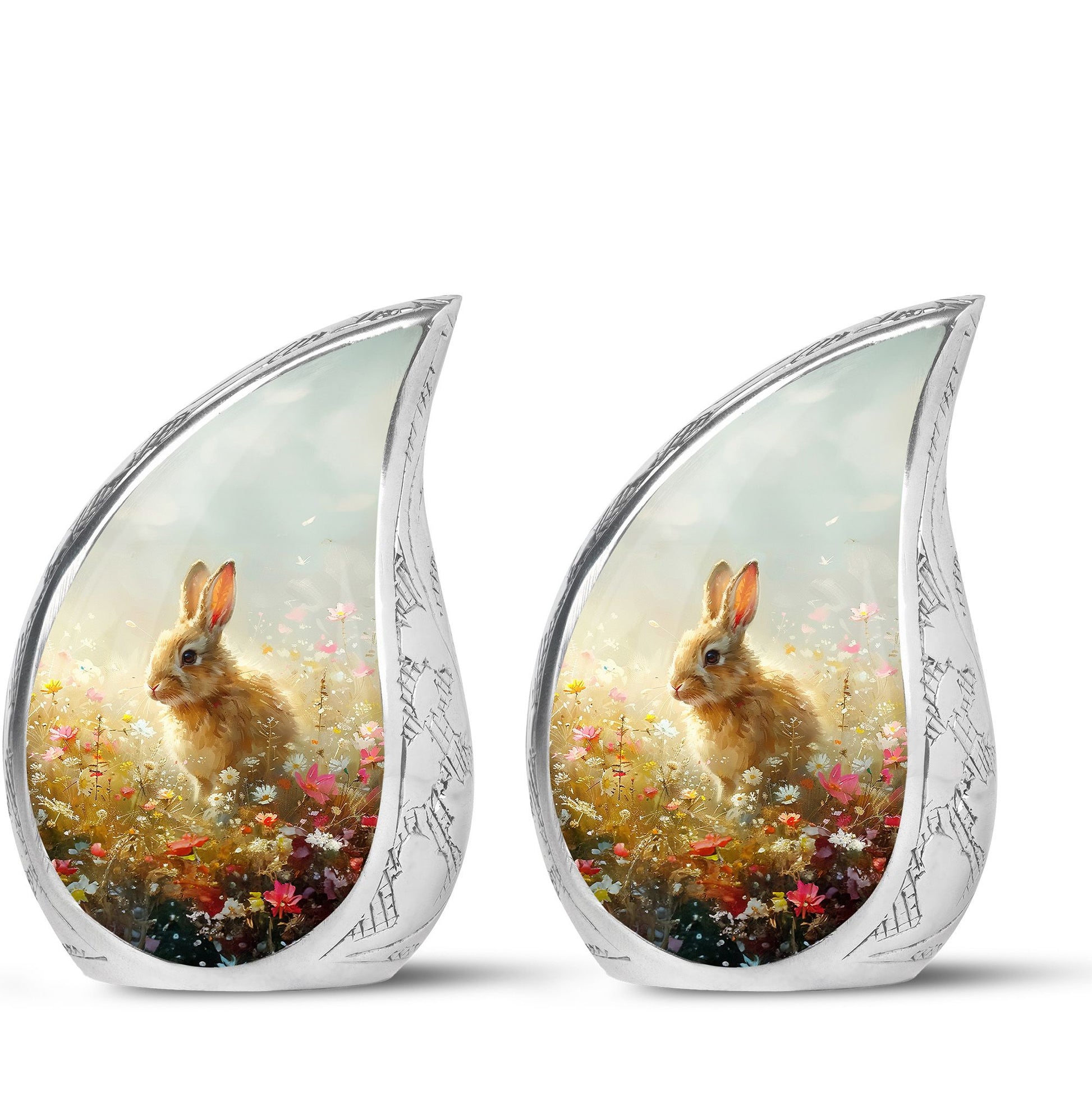 Baby Bunny Rabbit Urn – Beautiful Floral Design Memorial for Pet Remains