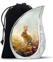 Baby Bunny Rabbit Urn – Beautiful Floral Design Memorial for Pet Remains