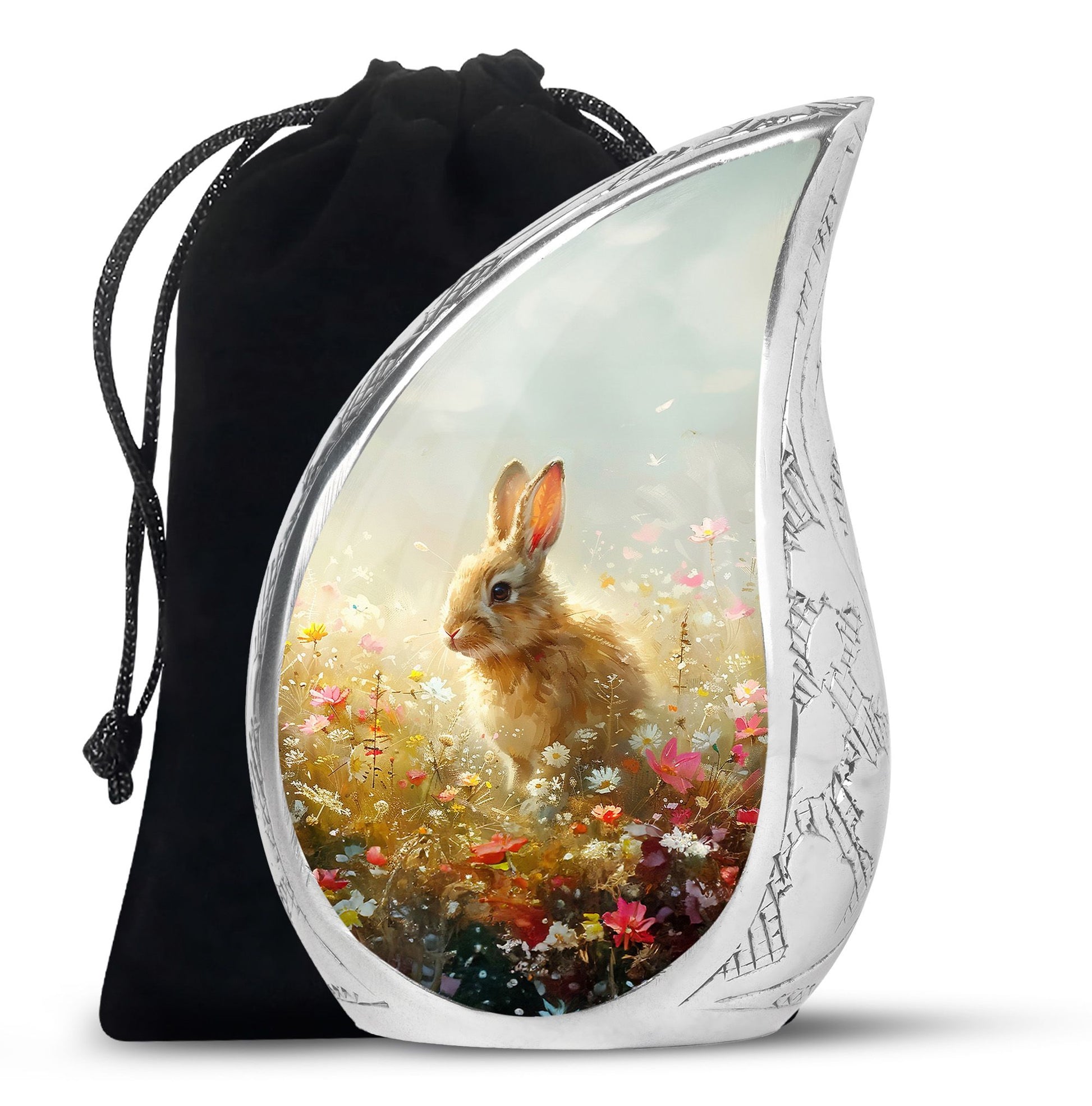 Baby Bunny Rabbit Urn – Beautiful Floral Design Memorial for Pet Remains
