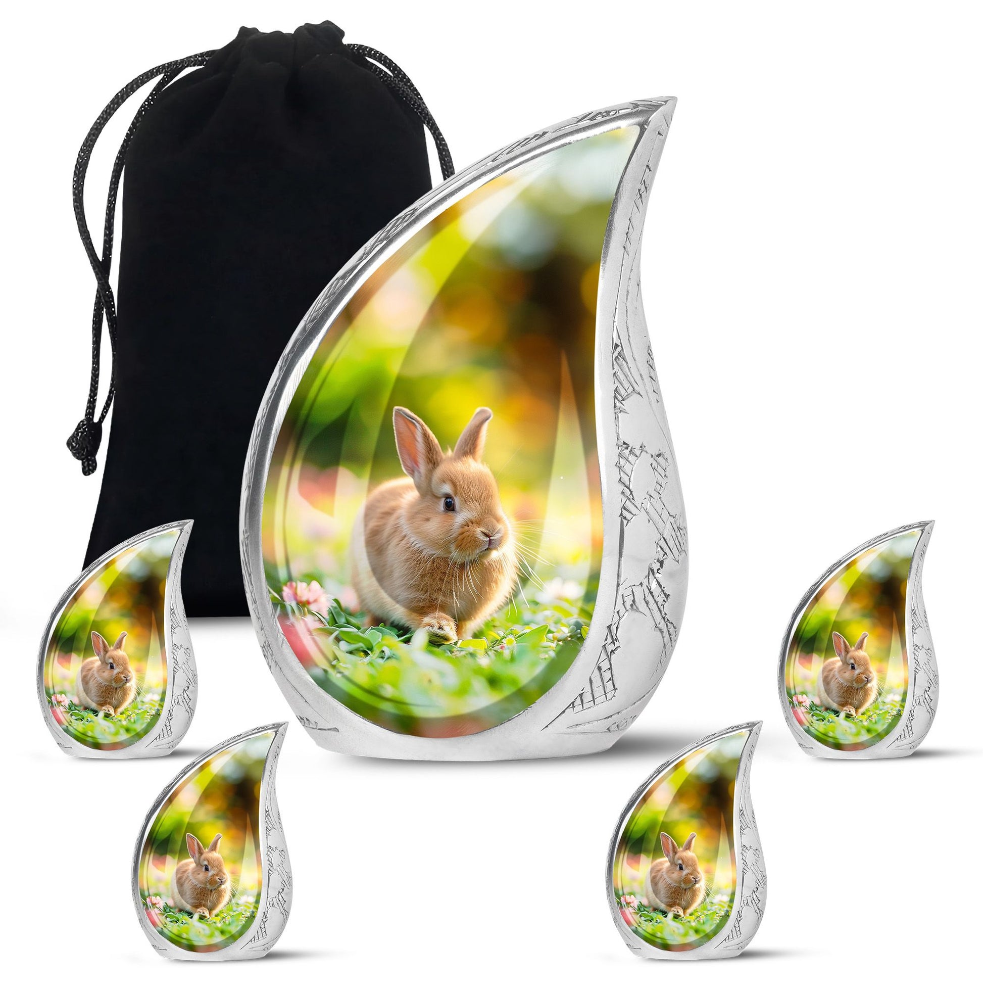 Bunny Rabbit Garden Urn - Beautiful Pet Memorial with Nature Design