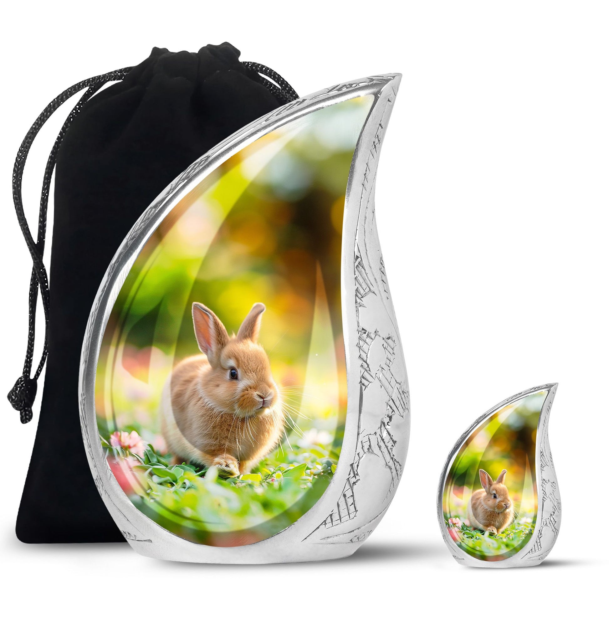 Bunny Rabbit Garden Urn - Beautiful Pet Memorial with Nature Design