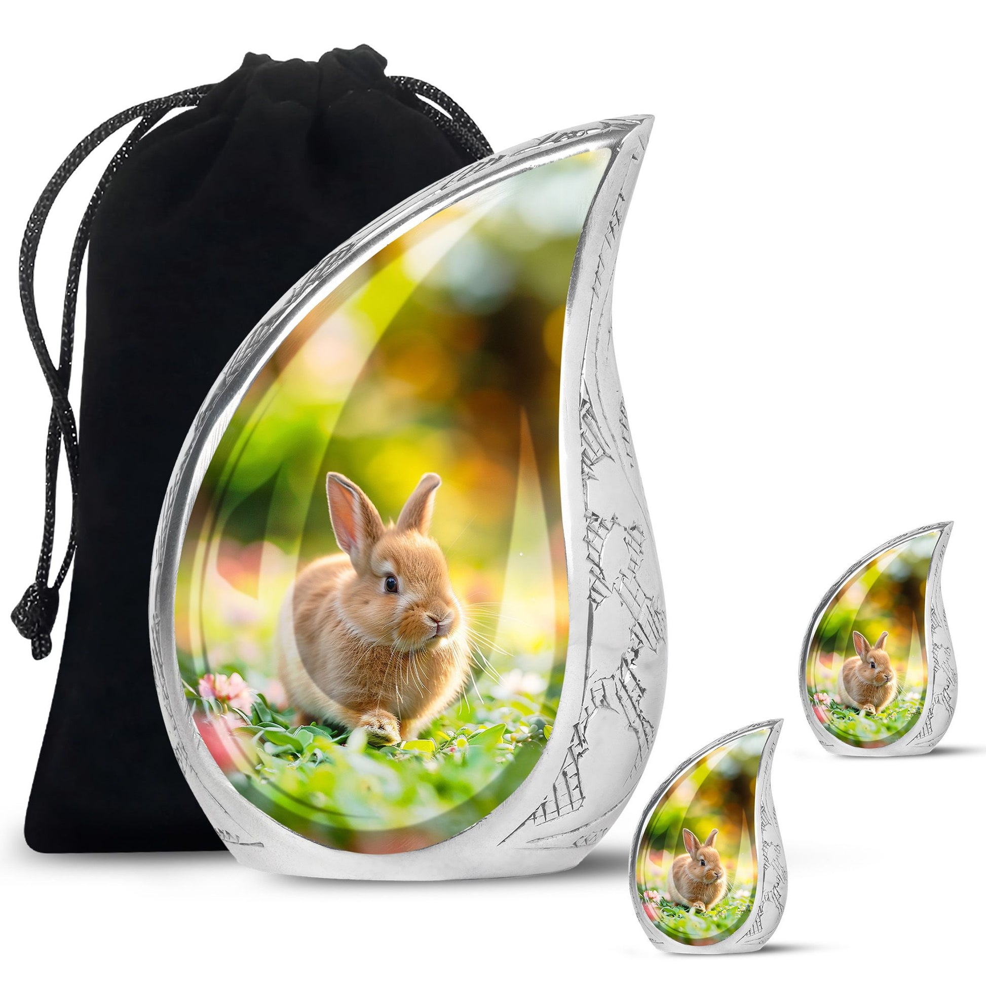 Bunny Rabbit Garden Urn - Beautiful Pet Memorial with Nature Design