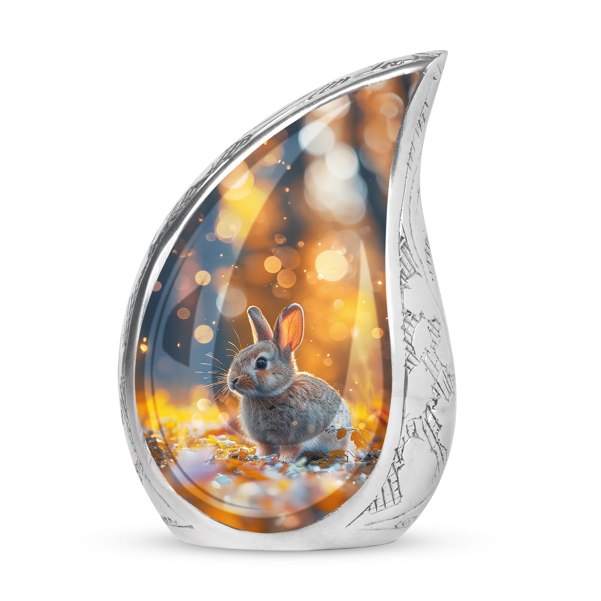 Golden Bunny Cremation Urn- Large Decorative Rabbit Urn For Ashes