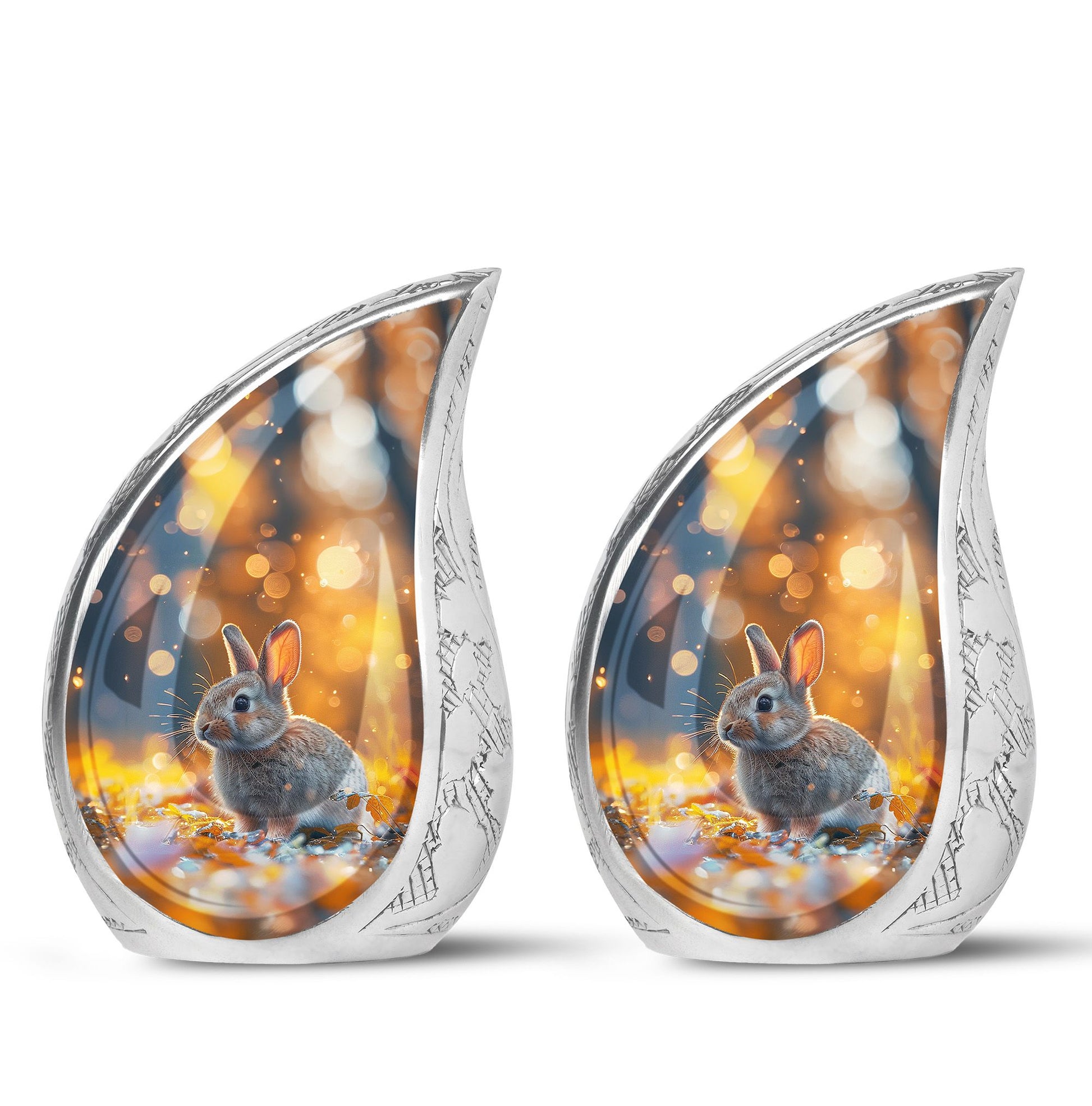 Golden Bunny Cremation Urn- Large Decorative Rabbit Urn For Ashes