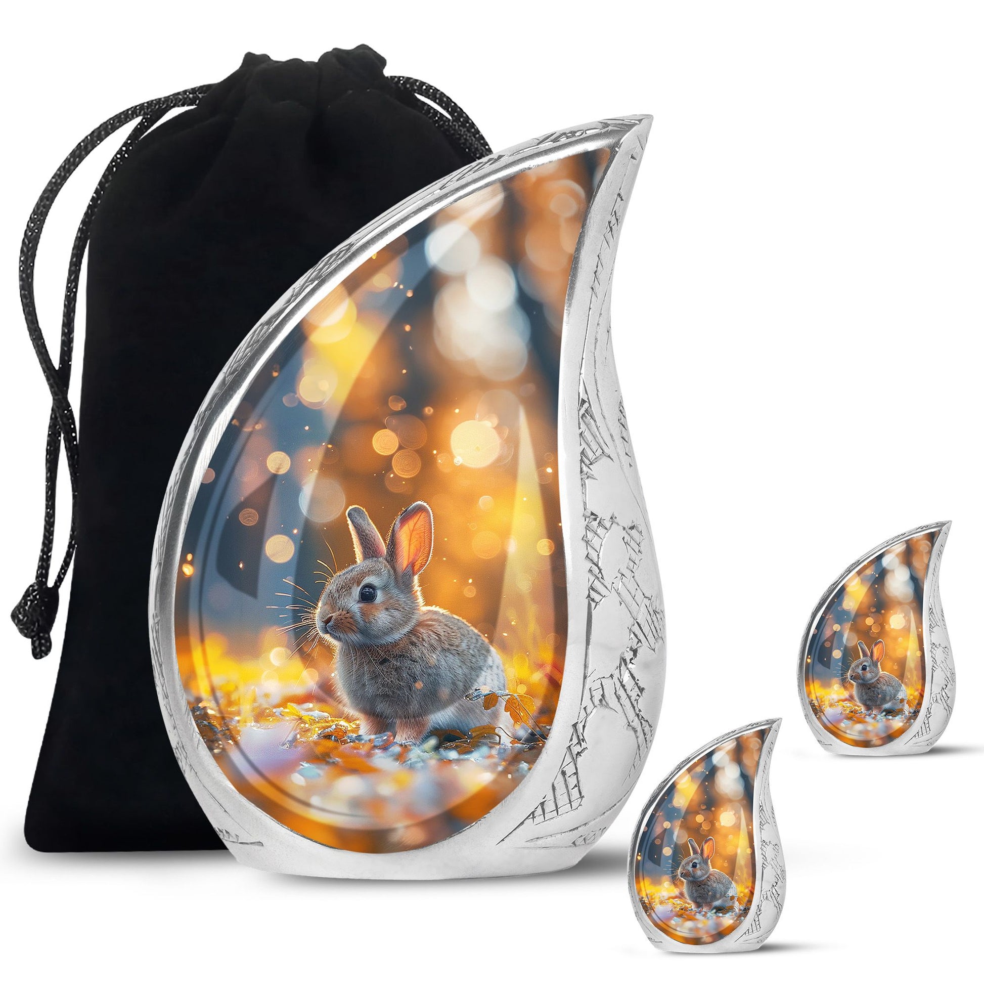 Golden Bunny Cremation Urn- Large Decorative Rabbit Urn For Ashes