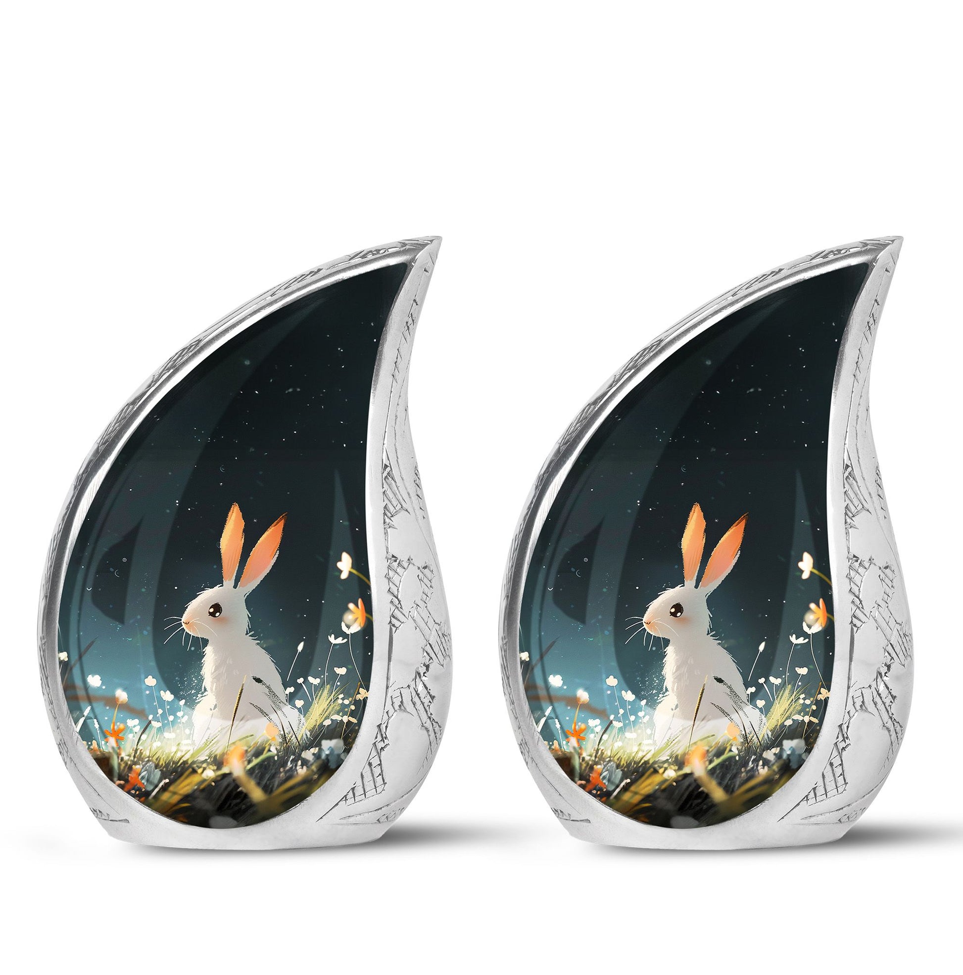 White Bunny Rabbit Burial Urn - Small Urn For Pet Ashes