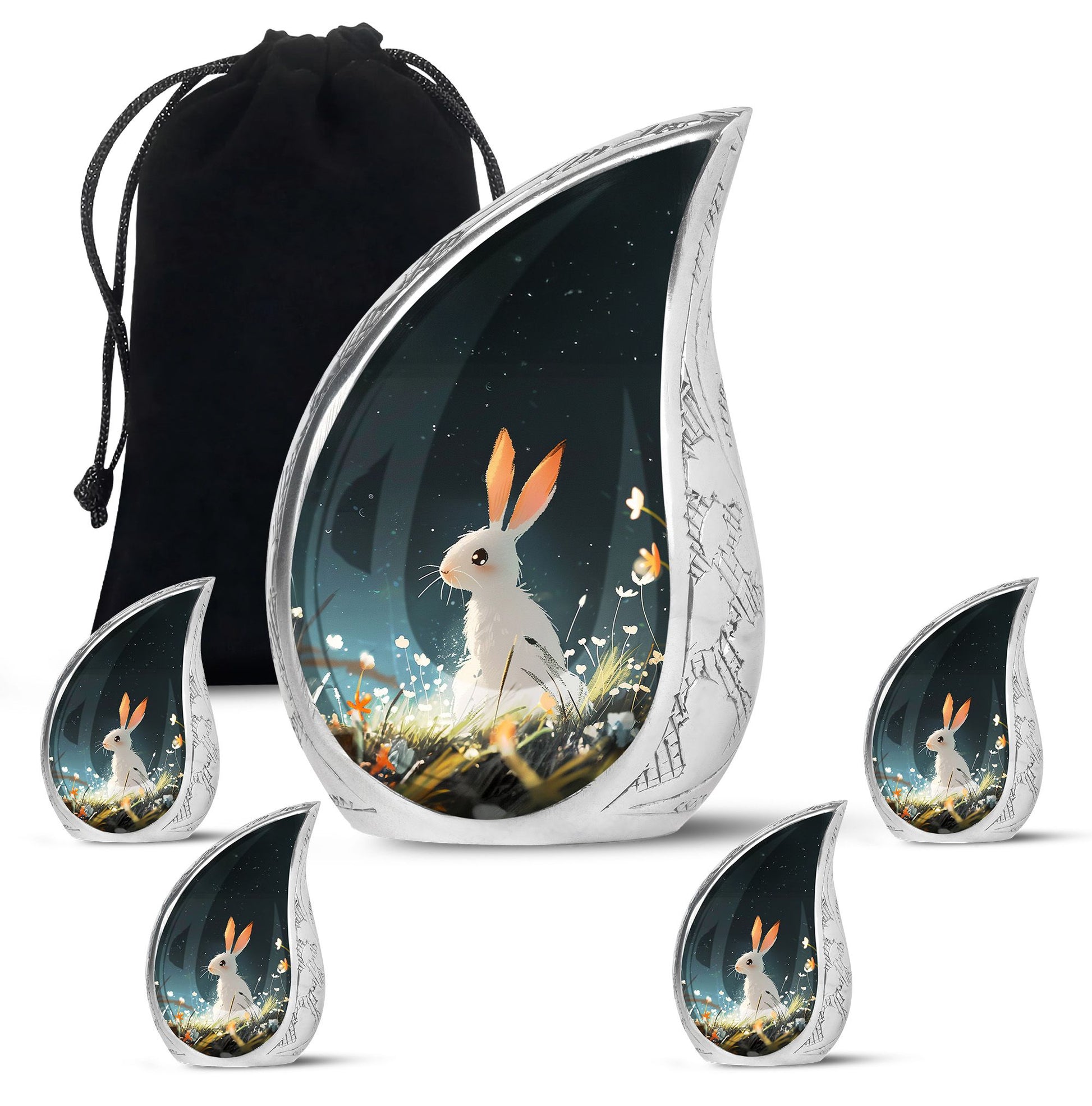 White Bunny Rabbit Burial Urn - Small Urn For Pet Ashes