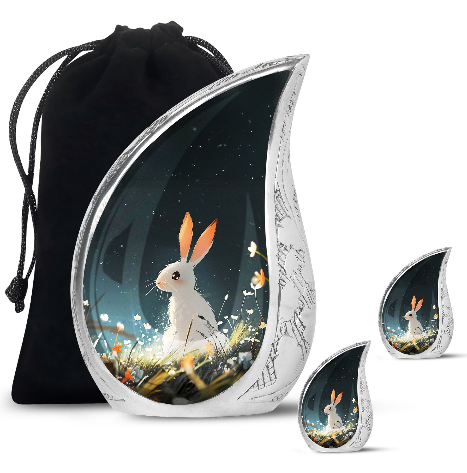 White Bunny Rabbit Burial Urn - Small Urn For Pet Ashes