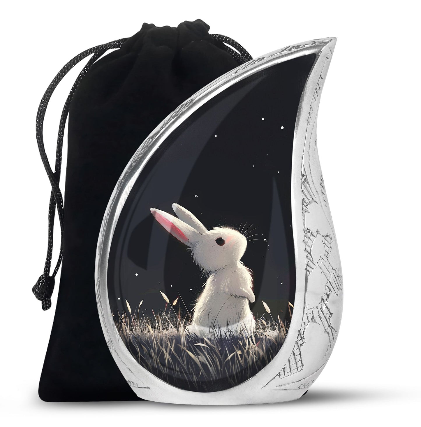 Black Personalized Pet Keepsake Urn for Pet Ashes - 10-inch, 200 cu in - Yatskia