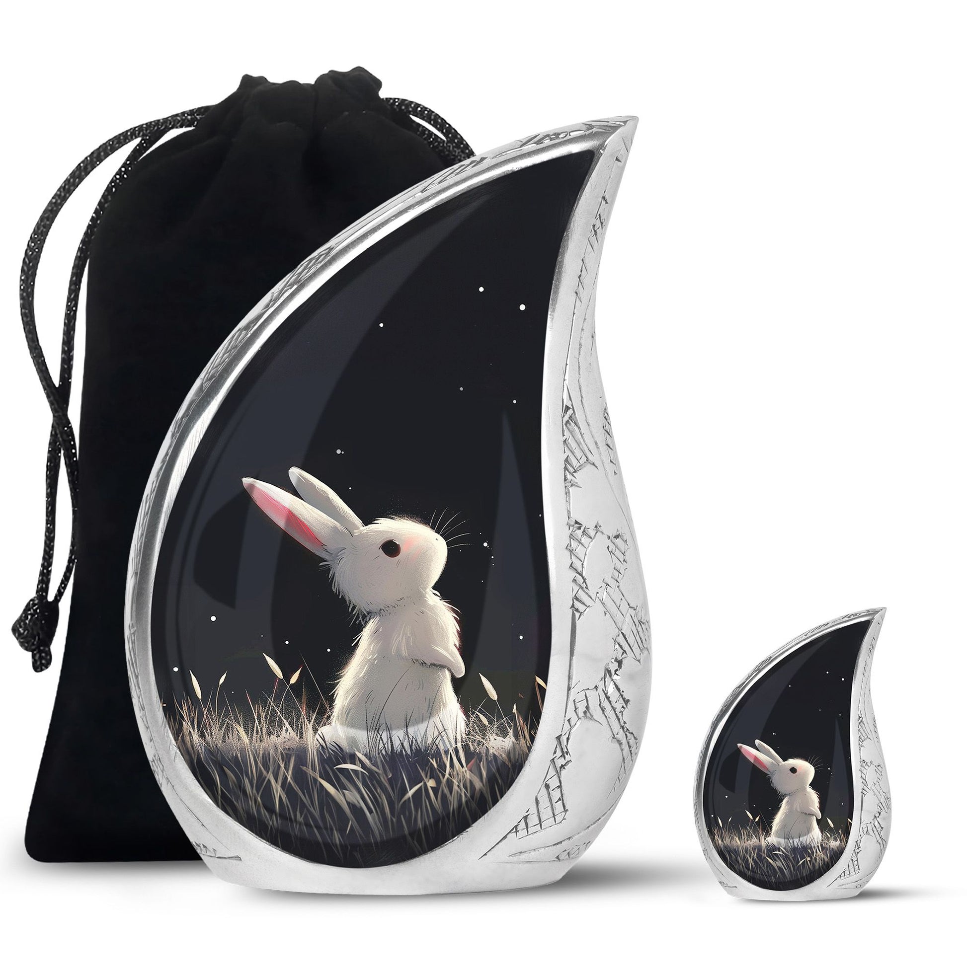 Black Baby Bunny Cremation Urn - Mini Urns For Pet Ashes