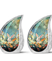 Colorful Flowers & Bunny Cremation Urn - Pet Urn For Ashes