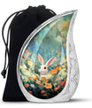 Colorful Flowers & Bunny Cremation Urn - Pet Urn For Ashes