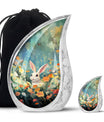 Colorful Flowers & Bunny Cremation Urn - Pet Urn For Ashes