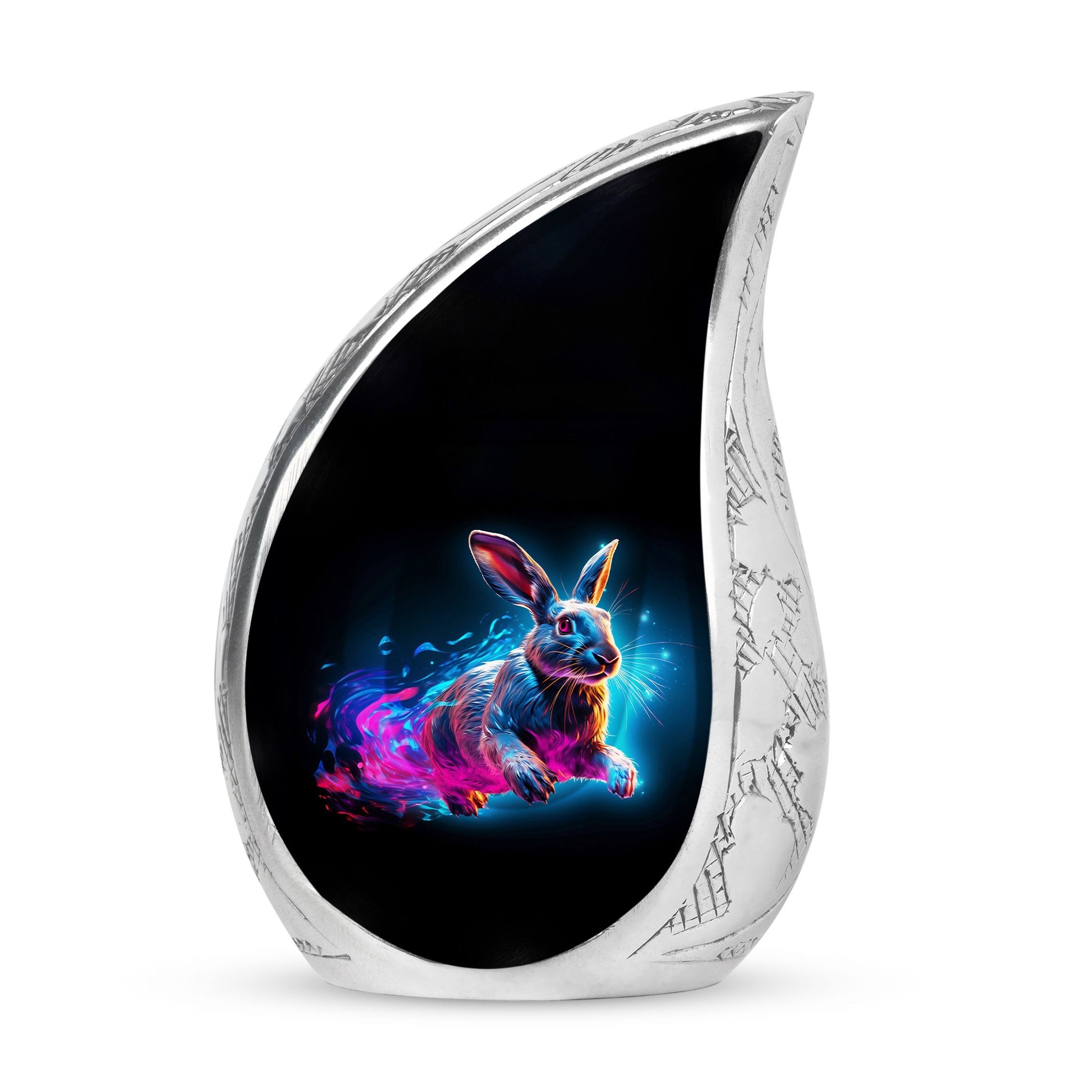 Vibrant Nebula Bunny - Rabbit Urn Memorial, Funeral Shape Urn