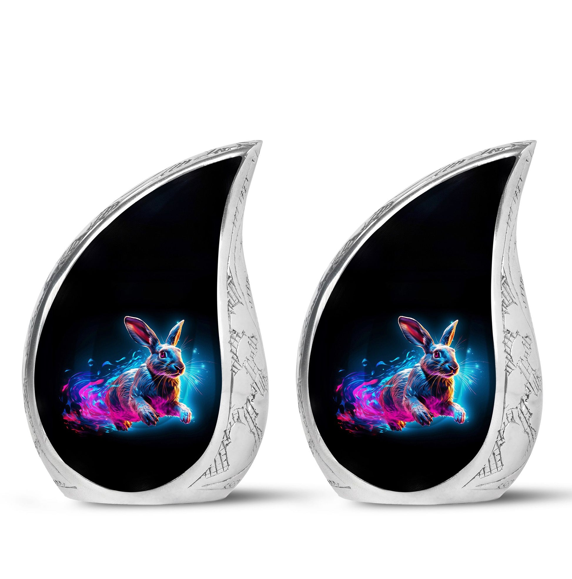 Vibrant Nebula Bunny - Rabbit Urn Memorial, Funeral Shape Urn