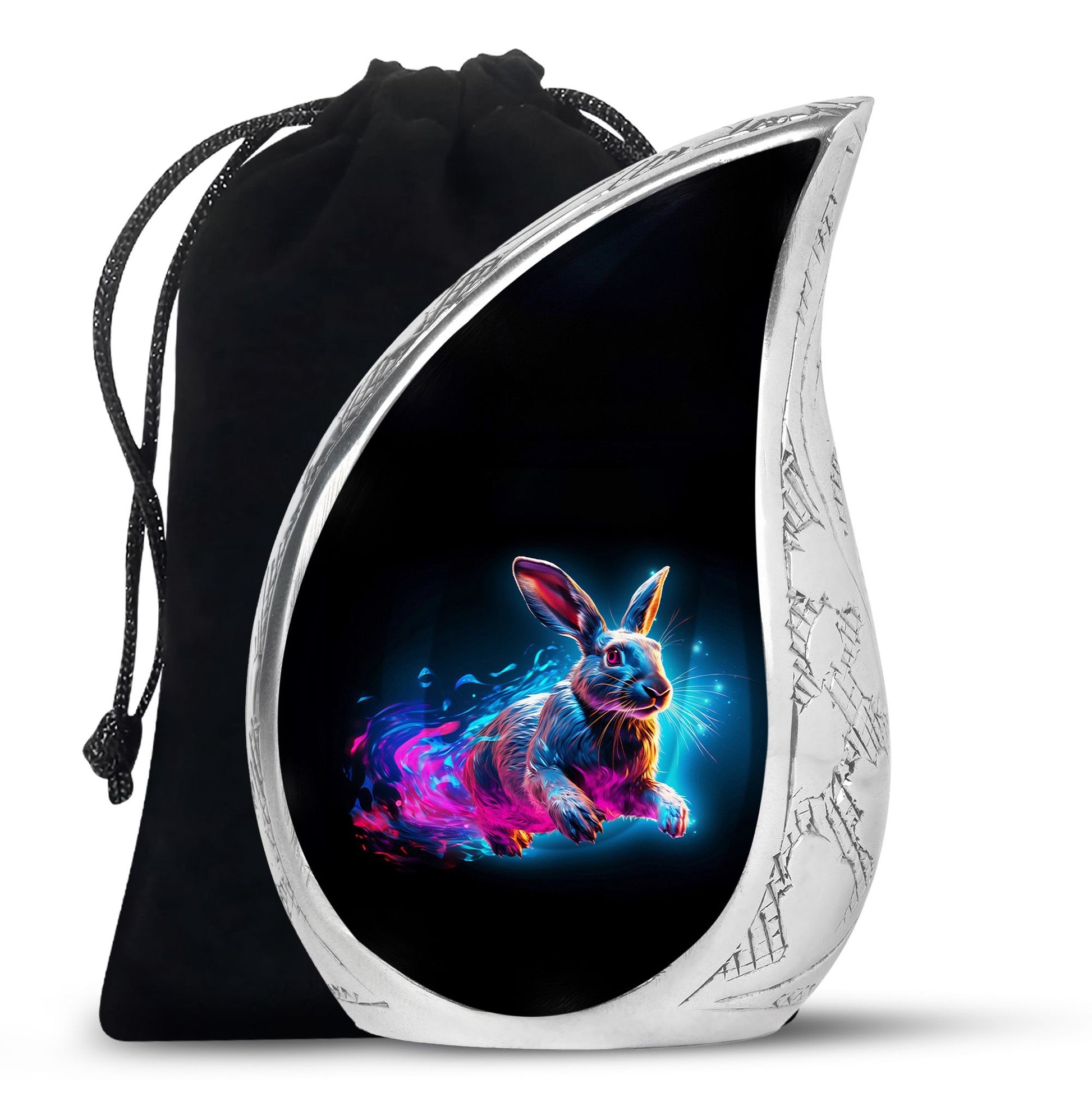Vibrant Nebula Bunny - Rabbit Urn Memorial, Funeral Shape Urn