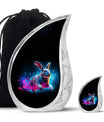 Vibrant Nebula Bunny - Rabbit Urn Memorial, Funeral Shape Urn