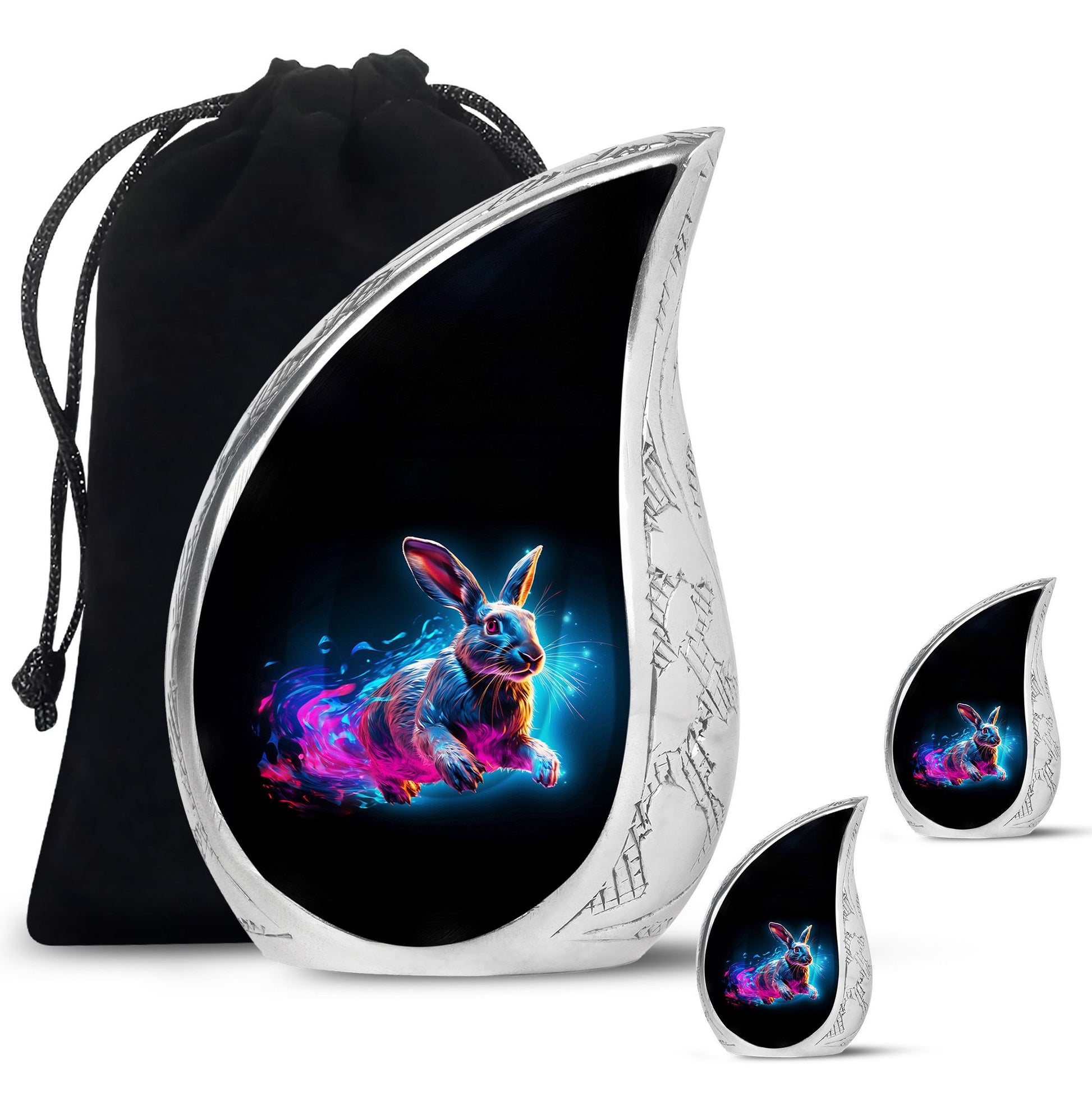 Vibrant Nebula Bunny - Rabbit Urn Memorial, Funeral Shape Urn