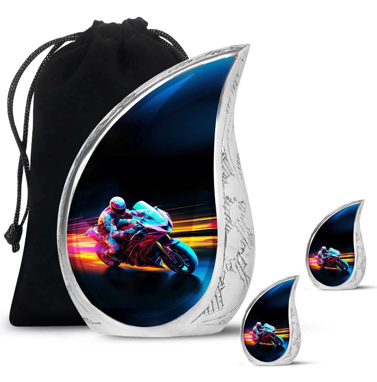 Personalized Motorcycle Cremation Urn for Dad - 10-inch, 200 cu in - Yatskia