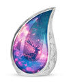 Deer Themed Cremation Urn - Purple and Blue Color Urns For Human Ashes