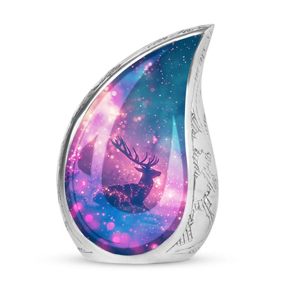 Purple Personalized Deer Cremation Urn for Human Ashes - 10-inch, 200 cu in - Yatskia