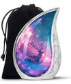Deer Themed Cremation Urn - Purple and Blue Color Urns For Human Ashes