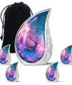 Deer Themed Cremation Urn - Purple and Blue Color Urns For Human Ashes