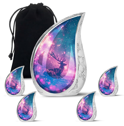 Purple Personalized Deer Cremation Urn for Human Ashes - 10-inch, 200 cu in - Yatskia