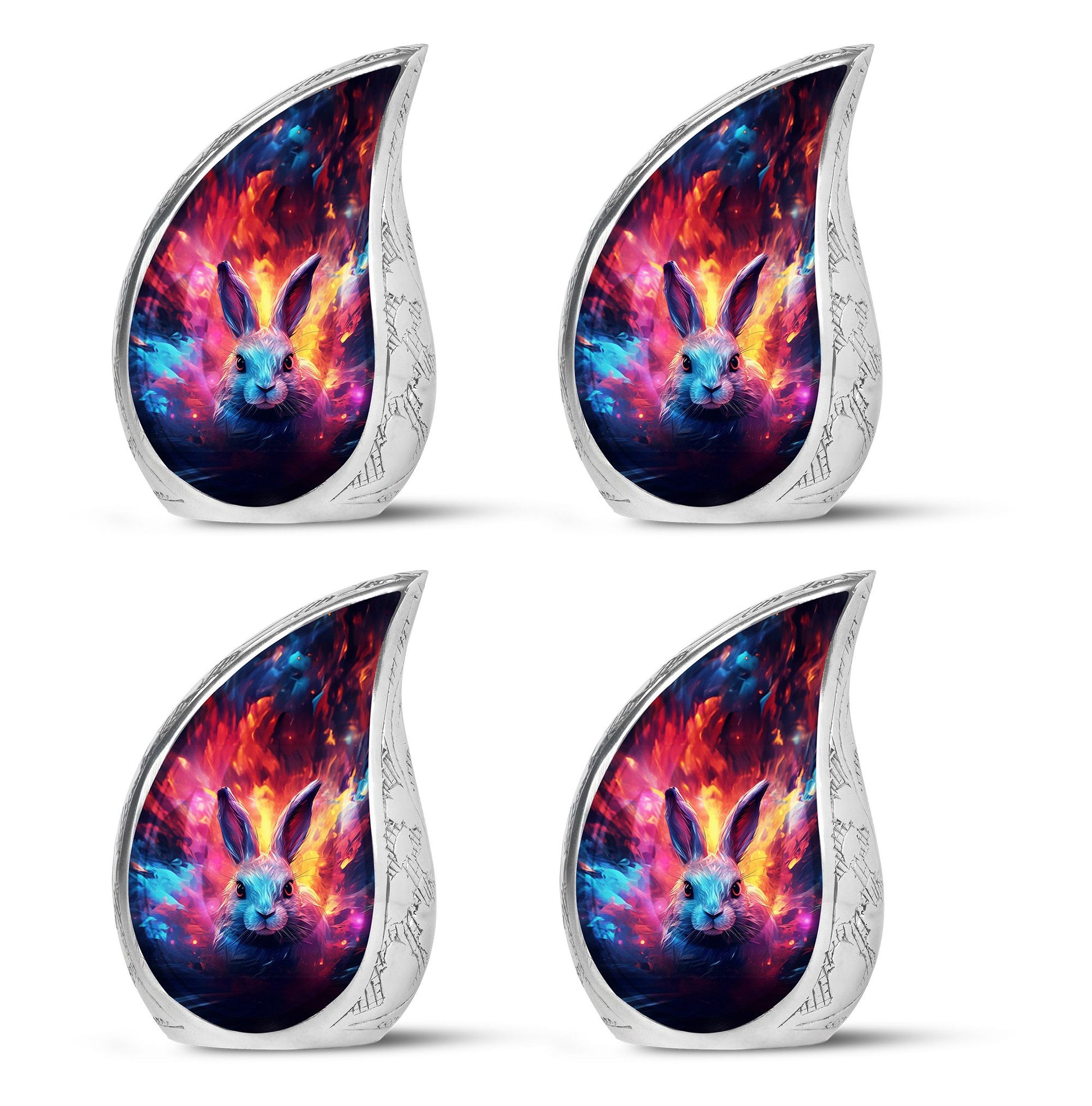 Colorful Bunny Burial Urn for Ashes – Artistic Rabbit Memorial Urn