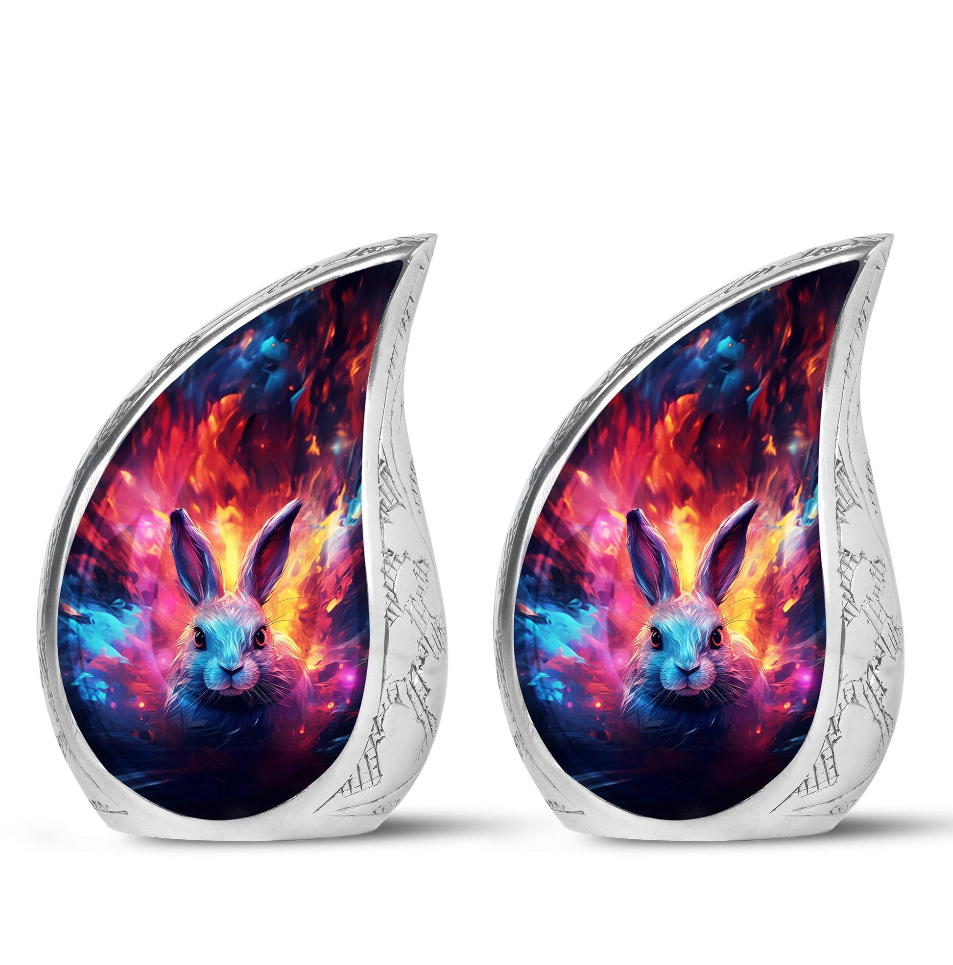 Colorful Bunny Burial Urn for Ashes – Artistic Rabbit Memorial Urn