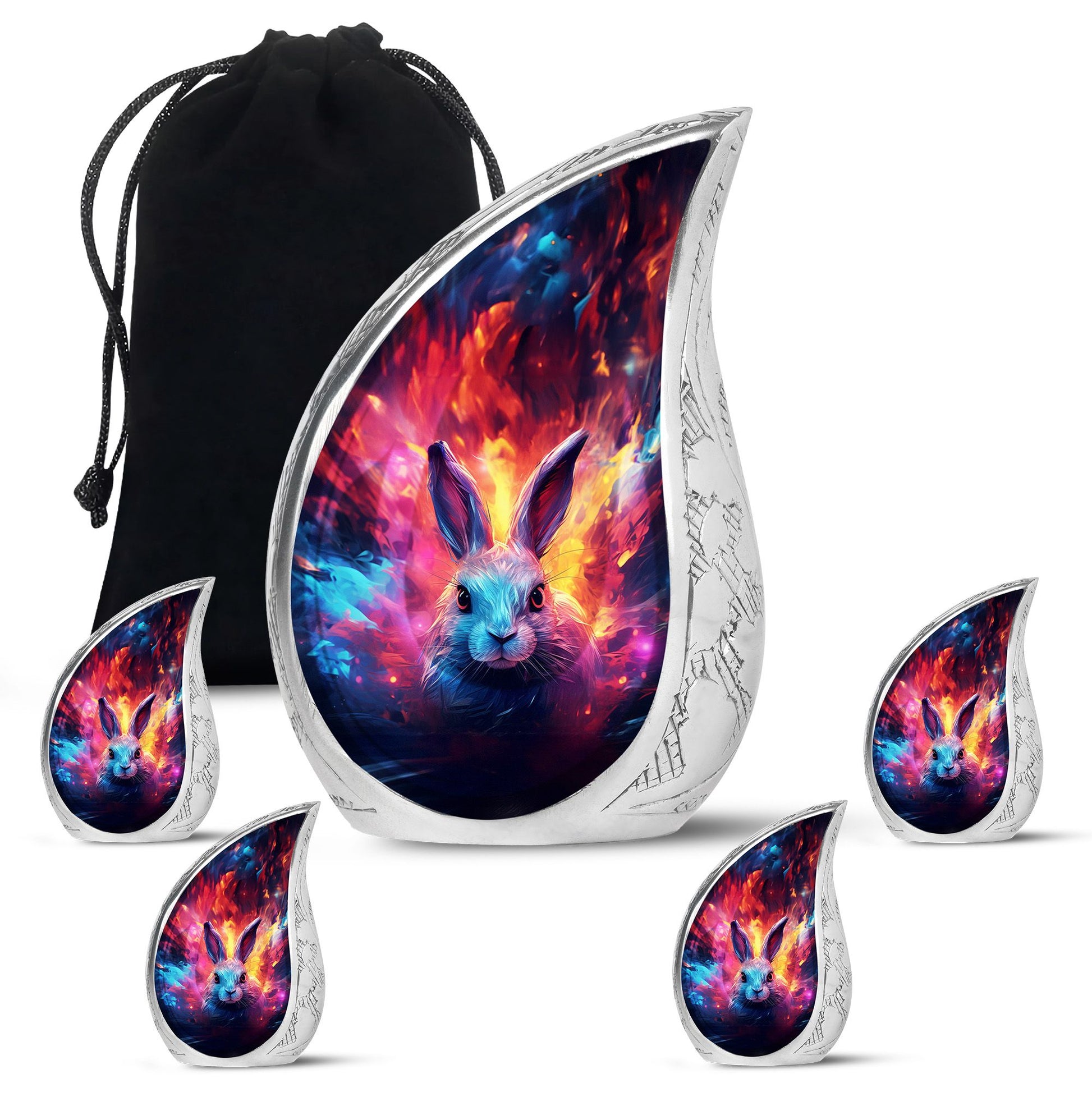 Colorful Bunny Burial Urn for Ashes – Artistic Rabbit Memorial Urn