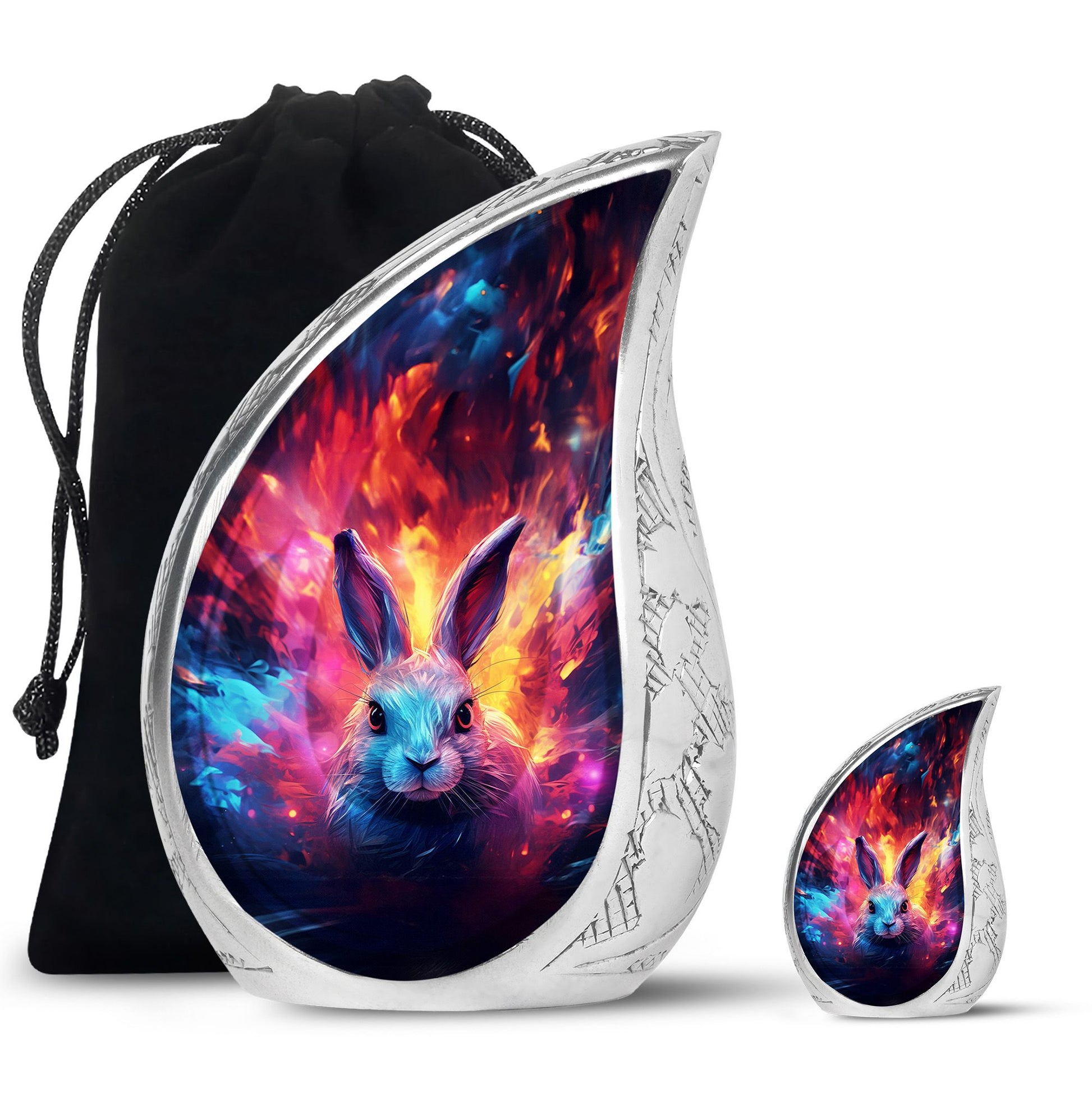 Colorful Bunny Burial Urn for Ashes – Artistic Rabbit Memorial Urn