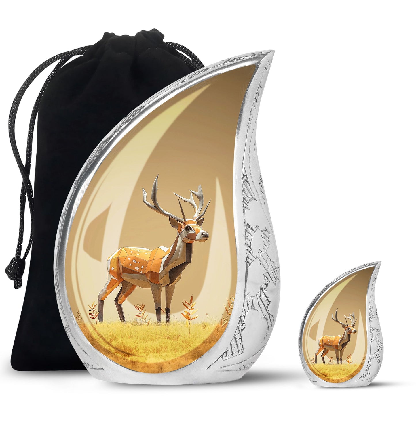 Personalized Deer Cremation Urn for Human Ashes - 10-inch, 200 cu in - Yatskia