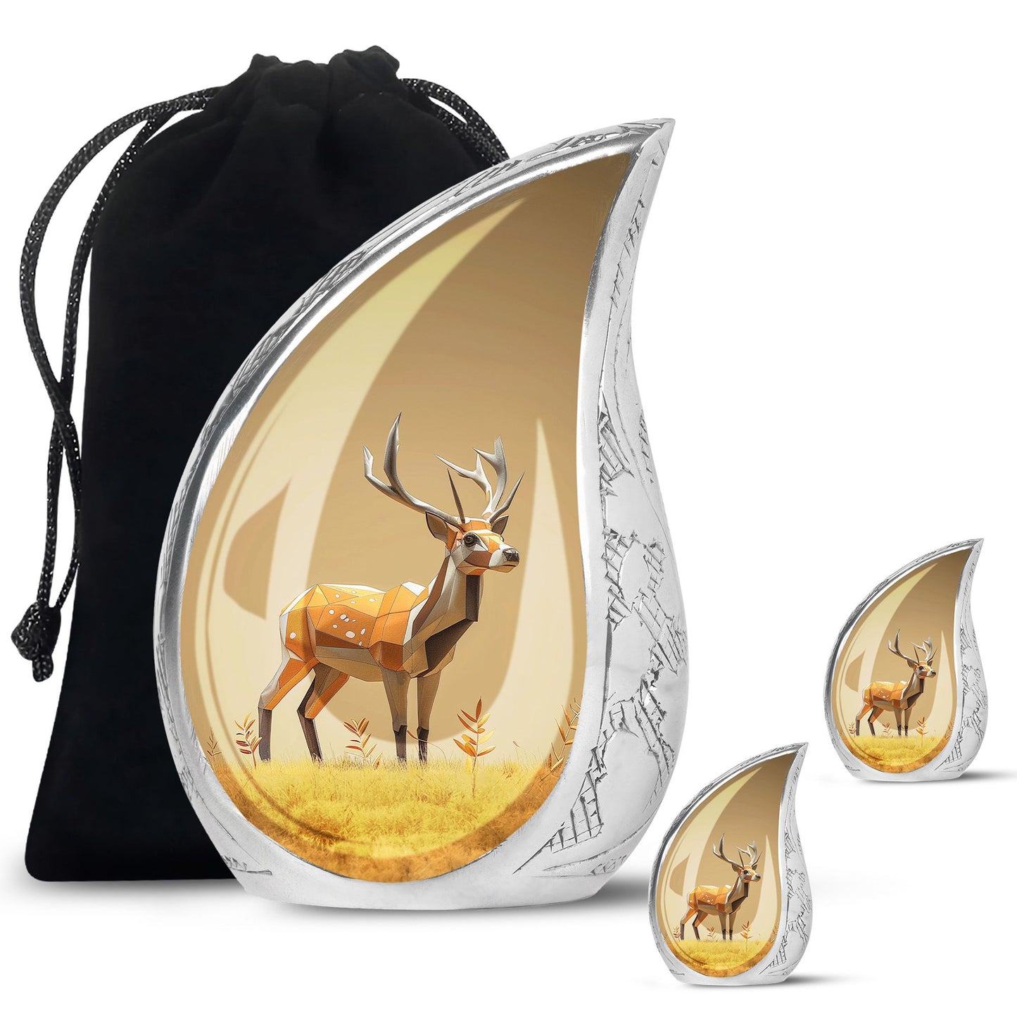 Personalized Deer Cremation Urn for Human Ashes - 10-inch, 200 cu in - Yatskia