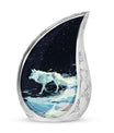 Wolf Cremation Large Urn - Urns For Human Ashes With A Wolf Drawing