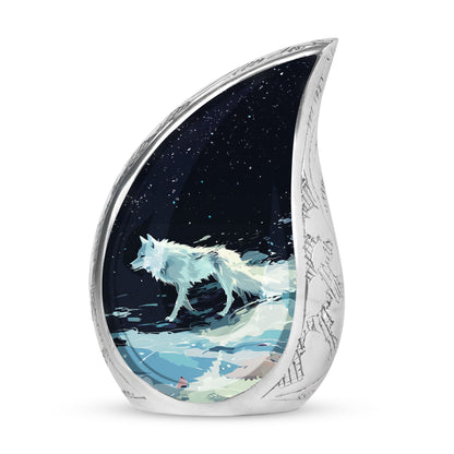 Personalized Wolf Cremation Urn for Human Ashes - 10-inch, 200 cu in - Yatskia