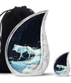 Wolf Cremation Large Urn - Urns For Human Ashes With A Wolf Drawing