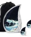 Wolf Cremation Large Urn - Urns For Human Ashes With A Wolf Drawing