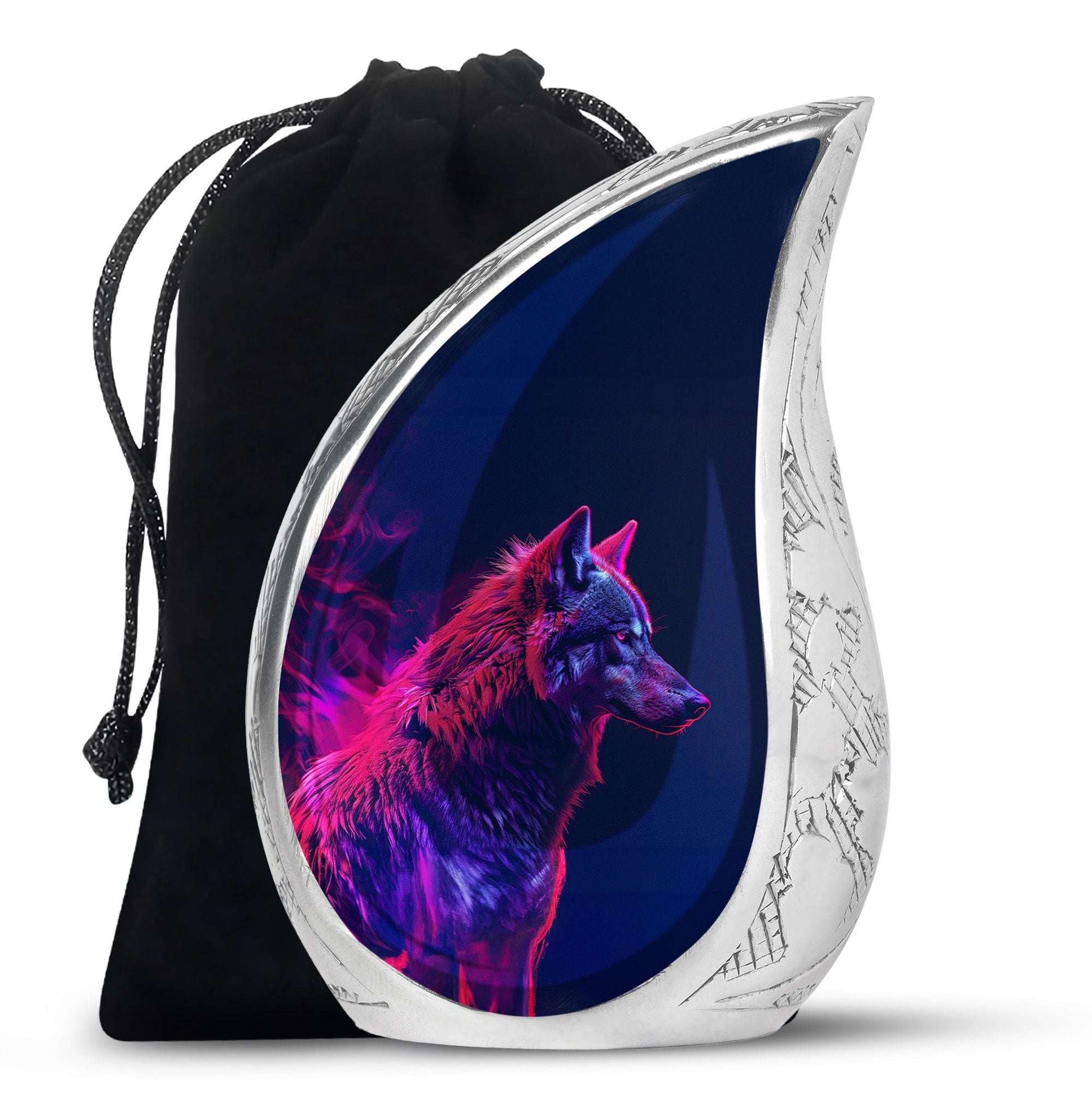 Neon Wolf Cremation Urn – Bold & Majestic Spirit Large Urns For Female & Male