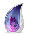 Wolf Cremation Urn for Ashes - Purple Wolf Design Memorial Urn