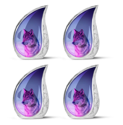 Purple Personalized Wolf Cremation Urn for Human Ashes - 10-inch, 200 cu in - Yatskia