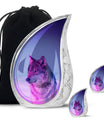 Wolf Cremation Urn for Ashes - Purple Wolf Design Memorial Urn