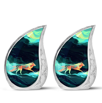 Colorful Personalized Wolf Cremation Urn for Mom - 10-inch, 200 cu in - Yatskia