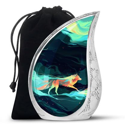 Colorful Personalized Wolf Cremation Urn for Mom - 10-inch, 200 cu in - Yatskia