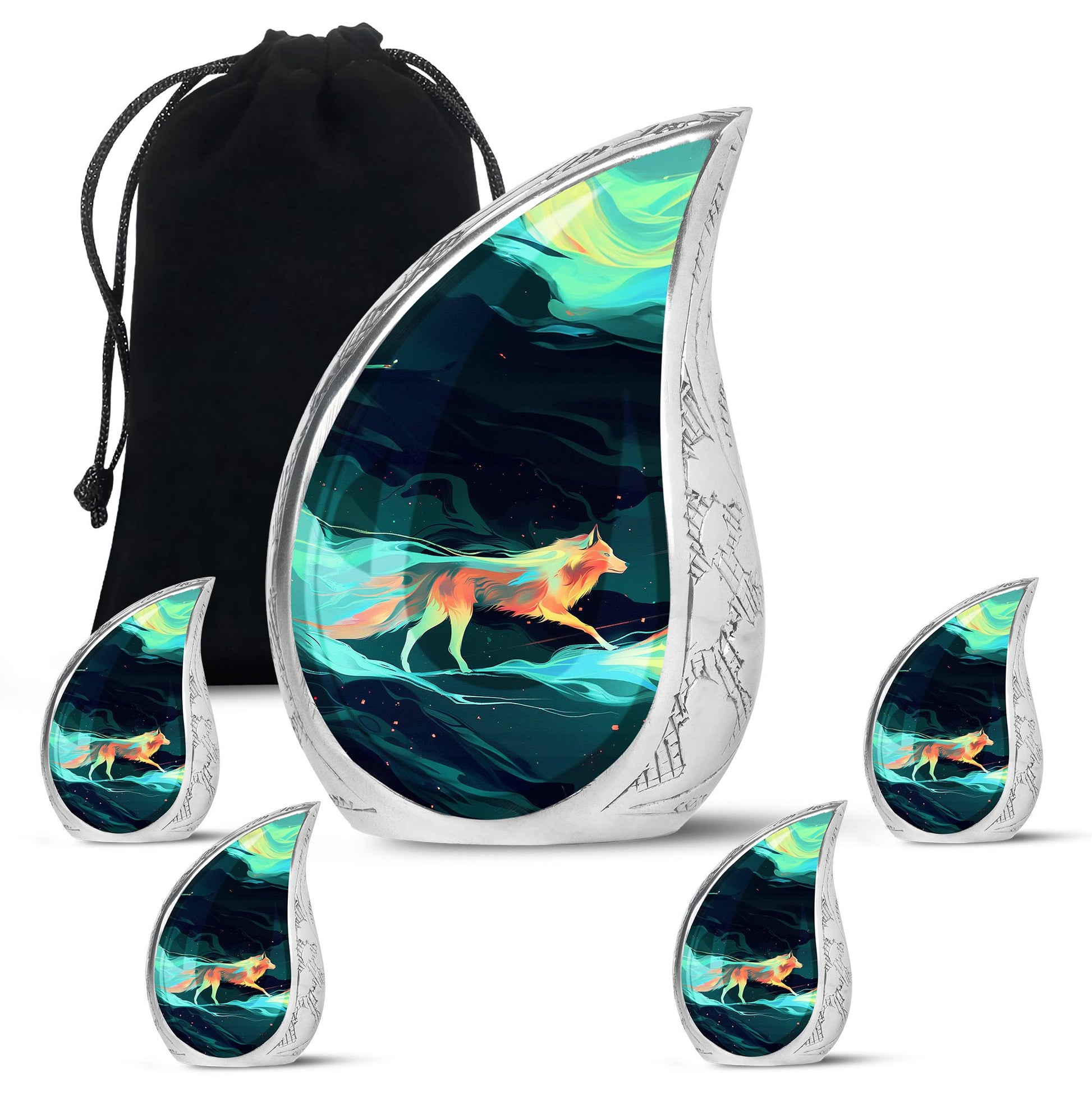 Colorful Wolf Cremation Urn for Human Ashes - Urn for Mom and Dad