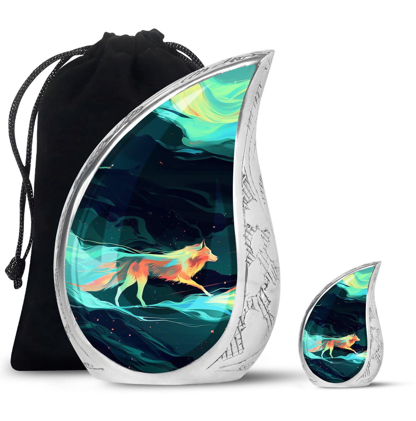 Colorful Personalized Wolf Cremation Urn for Mom - 10-inch, 200 cu in - Yatskia