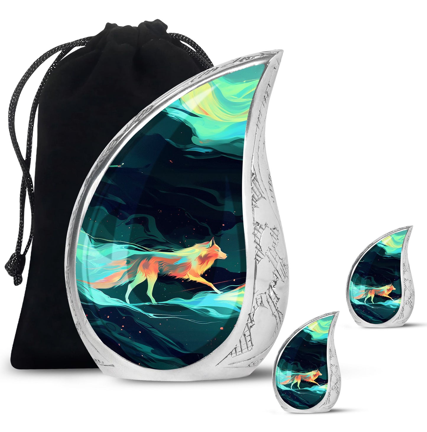 Colorful Personalized Wolf Cremation Urn for Mom - 10-inch, 200 cu in - Yatskia